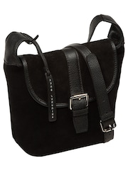 Pure Luxuries London Black 'Aveline' Suede and Leather Cross Body Bag - Image 5 of 6