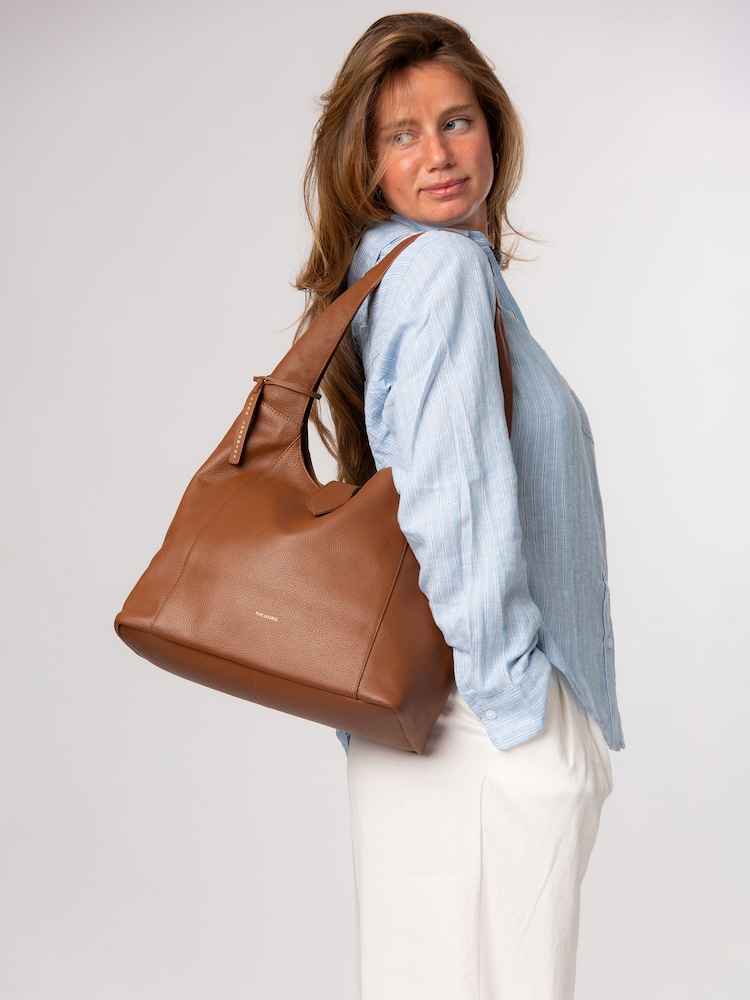 Pure Luxuries London Tan Brown 'Everly' Leather Shoulder Bag - Image 2 of 6