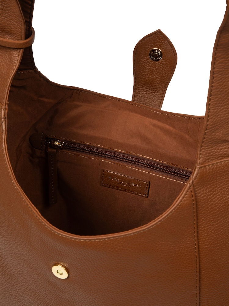 Pure Luxuries London Tan Brown 'Everly' Leather Shoulder Bag - Image 6 of 6