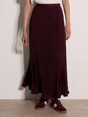 Apricot Purple Satin Pleated Maxi Skirt - Image 3 of 5