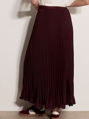 Apricot Purple Satin Pleated Maxi Skirt - Image 5 of 5
