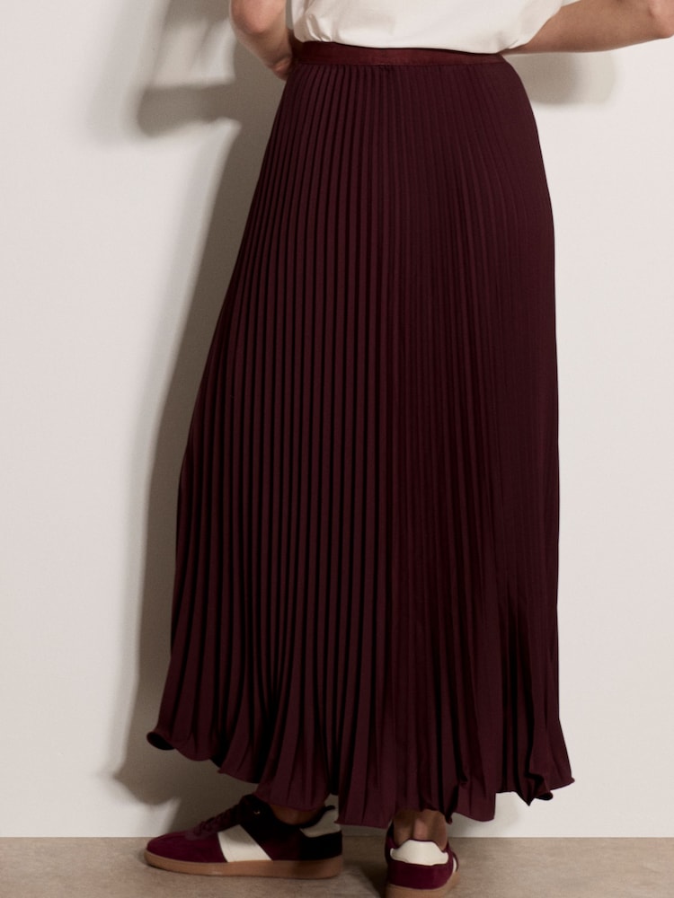 Apricot Purple Satin Pleated Maxi Skirt - Image 5 of 5 Apricot Purple Satin Pleated Maxi Skirt - Image 5 of 5