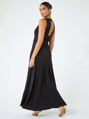 Roman Black Buckle Detail Stretch Maxi Dress - Image 3 of 5