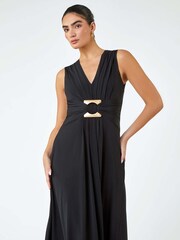 Roman Black Buckle Detail Stretch Maxi Dress - Image 4 of 5