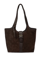 Pure Luxuries London Brown 'Lark' Suede and Leather Tote Bag - Image 3 of 7