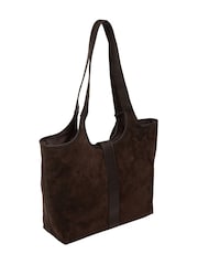 Pure Luxuries London Brown 'Lark' Suede and Leather Tote Bag - Image 4 of 7