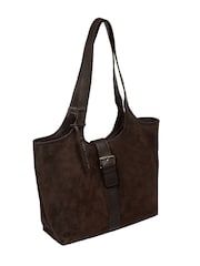Pure Luxuries London Brown 'Lark' Suede and Leather Tote Bag - Image 6 of 7