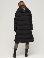 Superdry Black Hooded Longline Puffer Jacket - Image 3 of 6