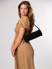 Pure Luxuries London Black 'Margot' Suede Mini Grab Bag - Image 1 of 7