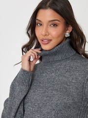 Threadbare Grey Turtle Neck Mini Jumper Dress - Image 4 of 5