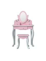 Teamson Home Pink Kids Wooden Vanity Set with Stool Mirror & Storage - Image 2 of 6