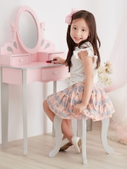 Teamson Home Pink Kids Wooden Vanity Set with Stool Mirror & Storage - Image 3 of 6