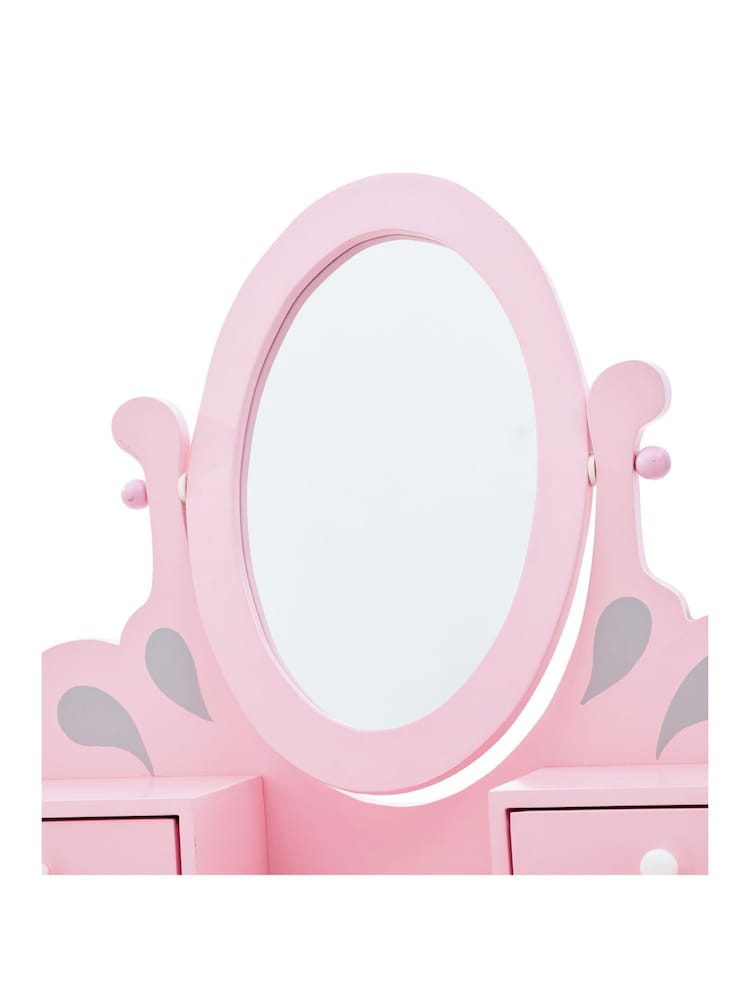 Teamson Home Pink Kids Wooden Vanity Set with Stool Mirror & Storage - Image 6 of 6
