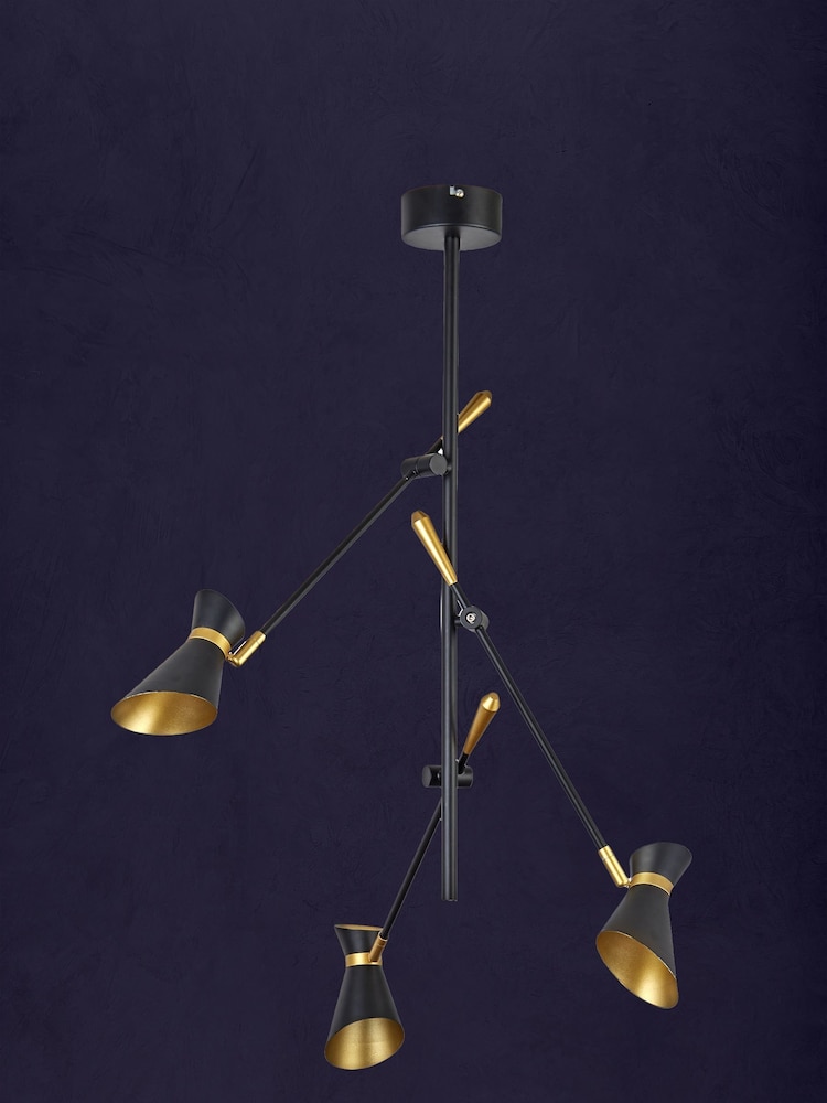 Searchlight Black Pacific Spotlight 3 Light LED Ceiling Light - Image 2 of 3 Searchlight Black Pacific Spotlight 3 Light LED Ceiling Light - Image 2 of 3