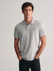 GANT Grey Regular 100% Cotton Shield Polo Shirt - Image 1 of 5