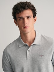 GANT Grey Regular 100% Cotton Shield Polo Shirt - Image 4 of 5