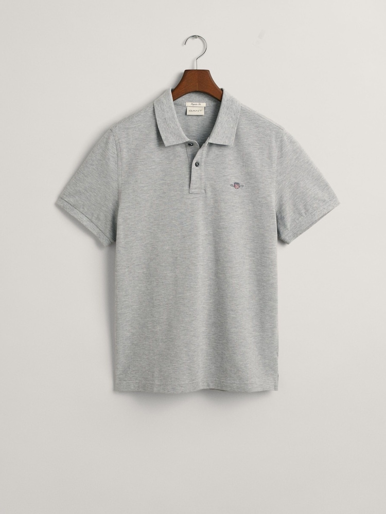 GANT Grey Regular 100% Cotton Shield Polo Shirt - Image 5 of 5