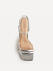 Srebrny - Linzi Gesture Strappy Block Heel Sandals - Obraz 4 z 5