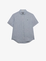 Superdry Blue Riviera Short Sleeve Linen Shirt - Image 1 of 2