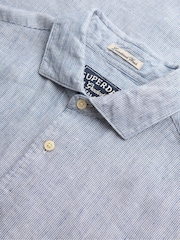 Superdry Blue Riviera Short Sleeve Linen Shirt - Image 7 of 7