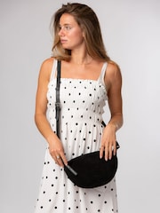 Pure Luxuries London Black 'Harper' Suede Cross Body Bag - Image 1 of 8