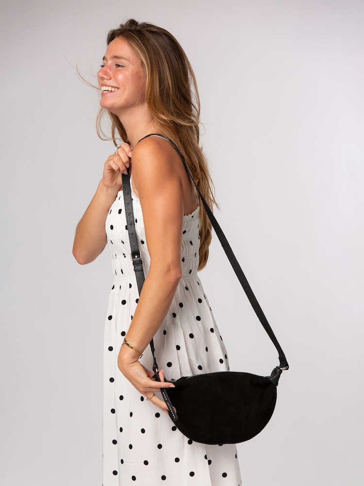 Pure Luxuries London Black 'Harper' Suede Cross Body Bag - Image 2 of 8 Pure Luxuries London Black 'Harper' Suede Cross Body Bag - Image 2 of 8