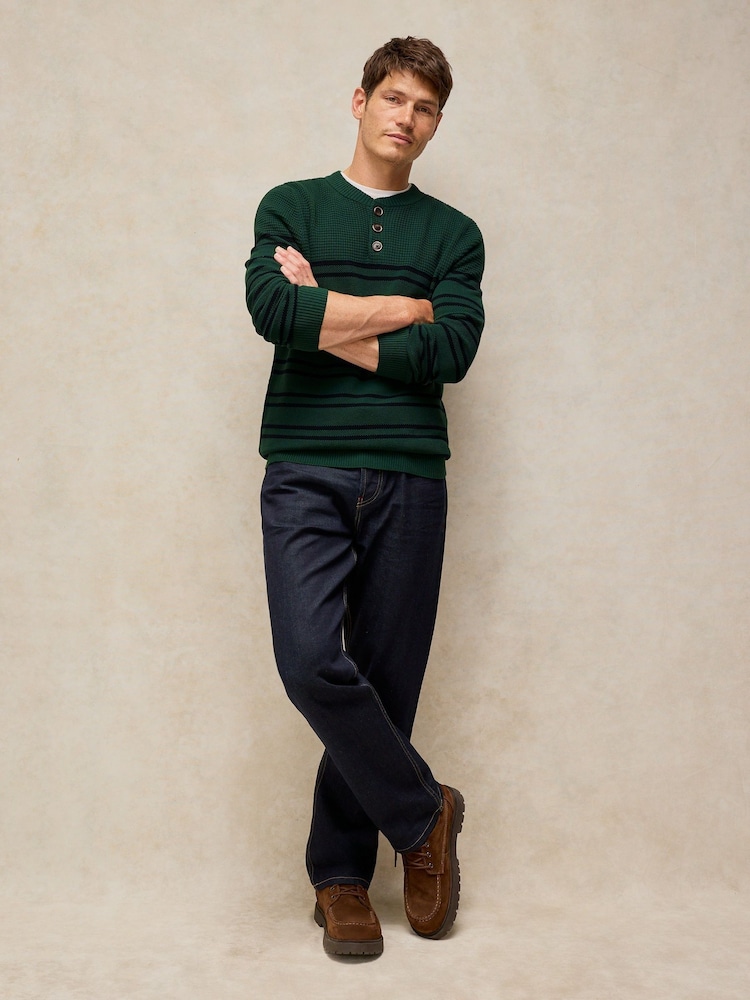 Жасыл - White Stuff Attadale Stripe Henley Jumper - 6суретінің 1 суреті