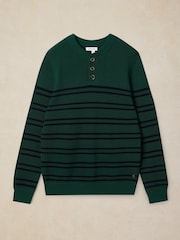 Жасыл - White Stuff Attadale Stripe Henley Jumper - 6суретінің 5 суреті