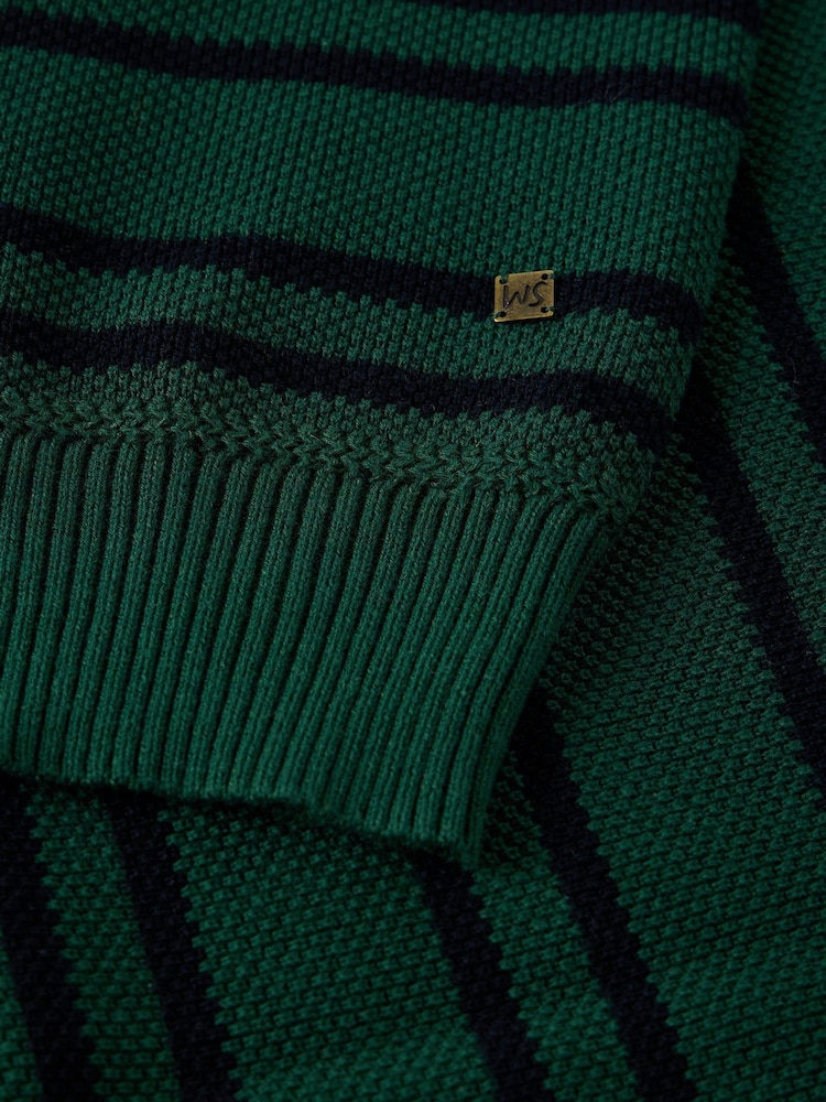 Жасыл - White Stuff Attadale Stripe Henley Jumper - 6суретінің 6 суреті