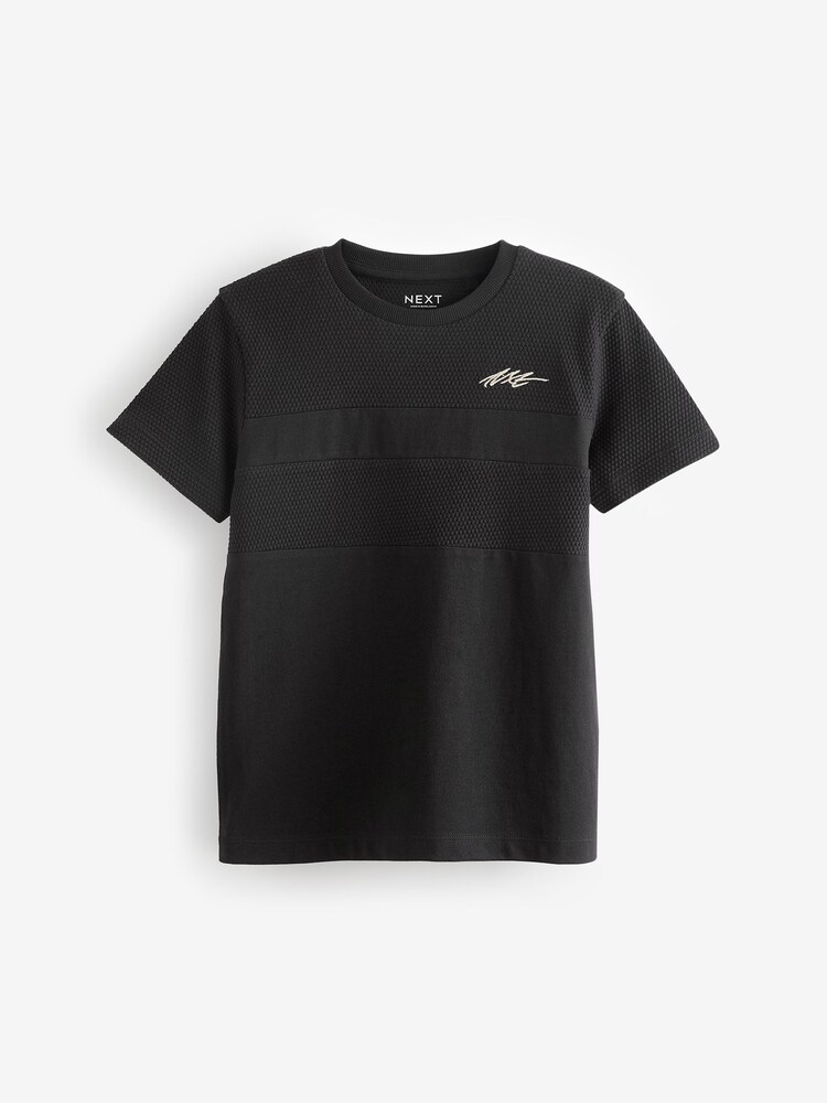 Schwarz/Hellbraun - Strukturierte T-Shirts im 2er-Pack (3–16 Jahre) - Bild 2 von 5