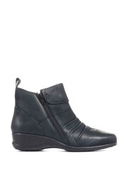 Pavers Blue Ladies Dual Zip Leather Ankle Boots - Image 1 of 5