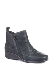 Pavers Blue Ladies Dual Zip Leather Ankle Boots - Image 2 of 5