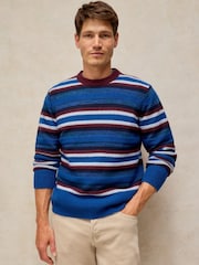 White Stuff Blue Milton Stripe Crew Neck Jumper - Image 4 of 6