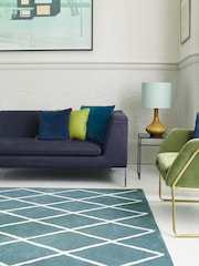 Asiatic Rugs Teal Blue Albany Diamond Wool Rug - Image 1 of 5