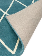 Asiatic Rugs Teal Blue Albany Diamond Wool Rug - Image 4 of 5