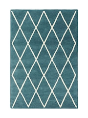 Asiatic Rugs Teal Blue Albany Diamond Wool Rug - Image 5 of 5