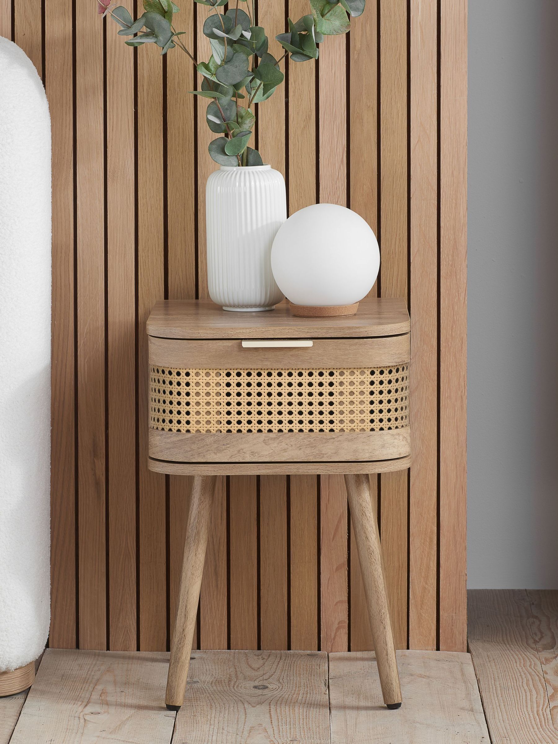 Birlea Noah Single Drawer Bedside Table - Rattan Effect - Brown - Image 4