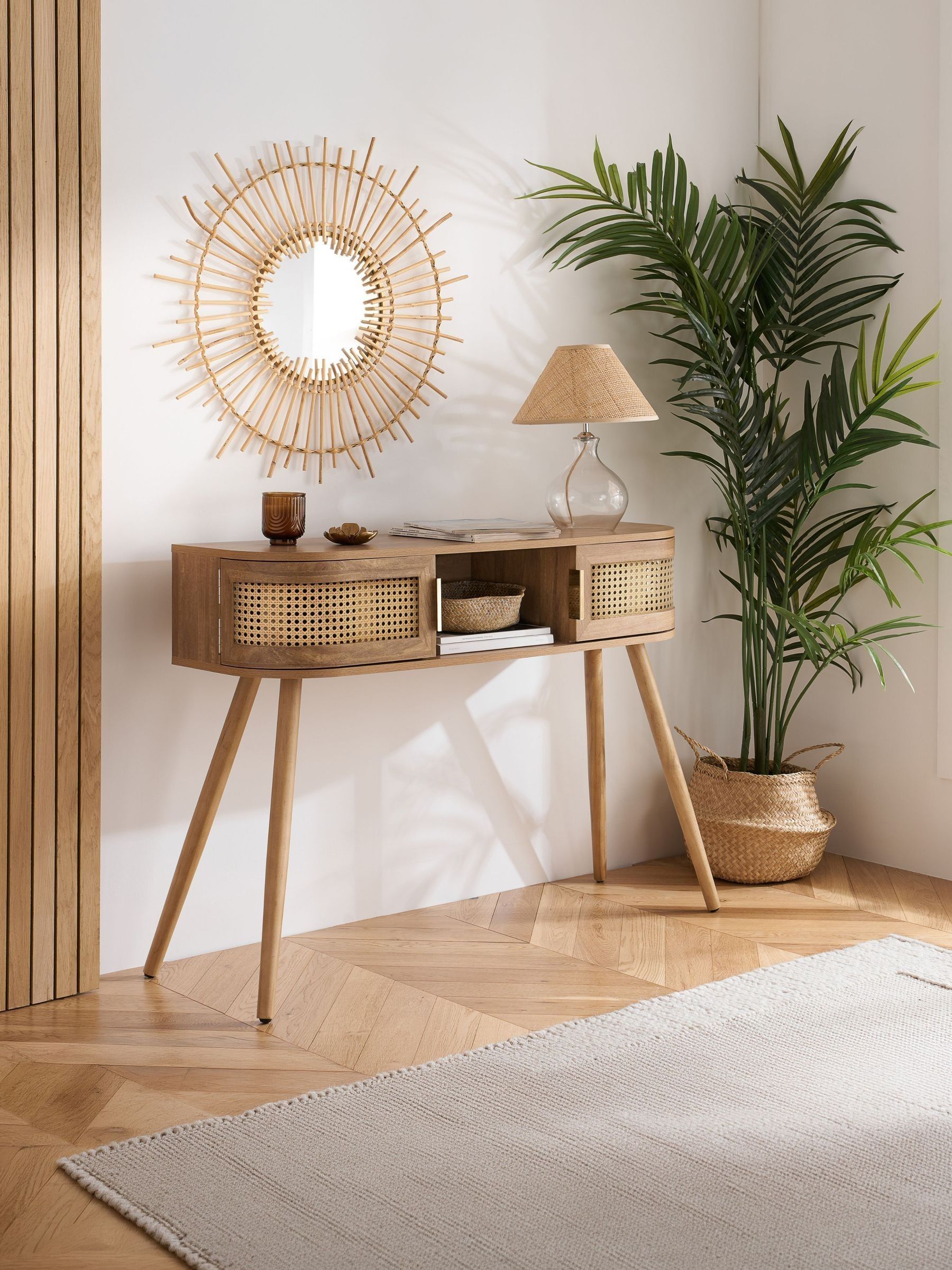 Birlea Unisex Beige Rattan Console Table Sark Hall Table Dressing Table In | Size: 1 Pack - Image 7