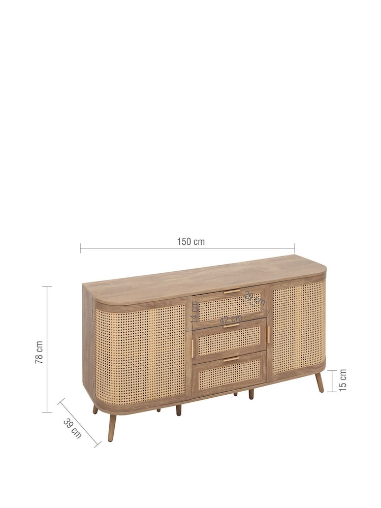 Birlea Oak Effect Noah 2 Door 3 Drawer Sideboard - Image 10 of 10 Birlea Oak Effect Noah 2 Door 3 Drawer Sideboard - Image 10 of 10