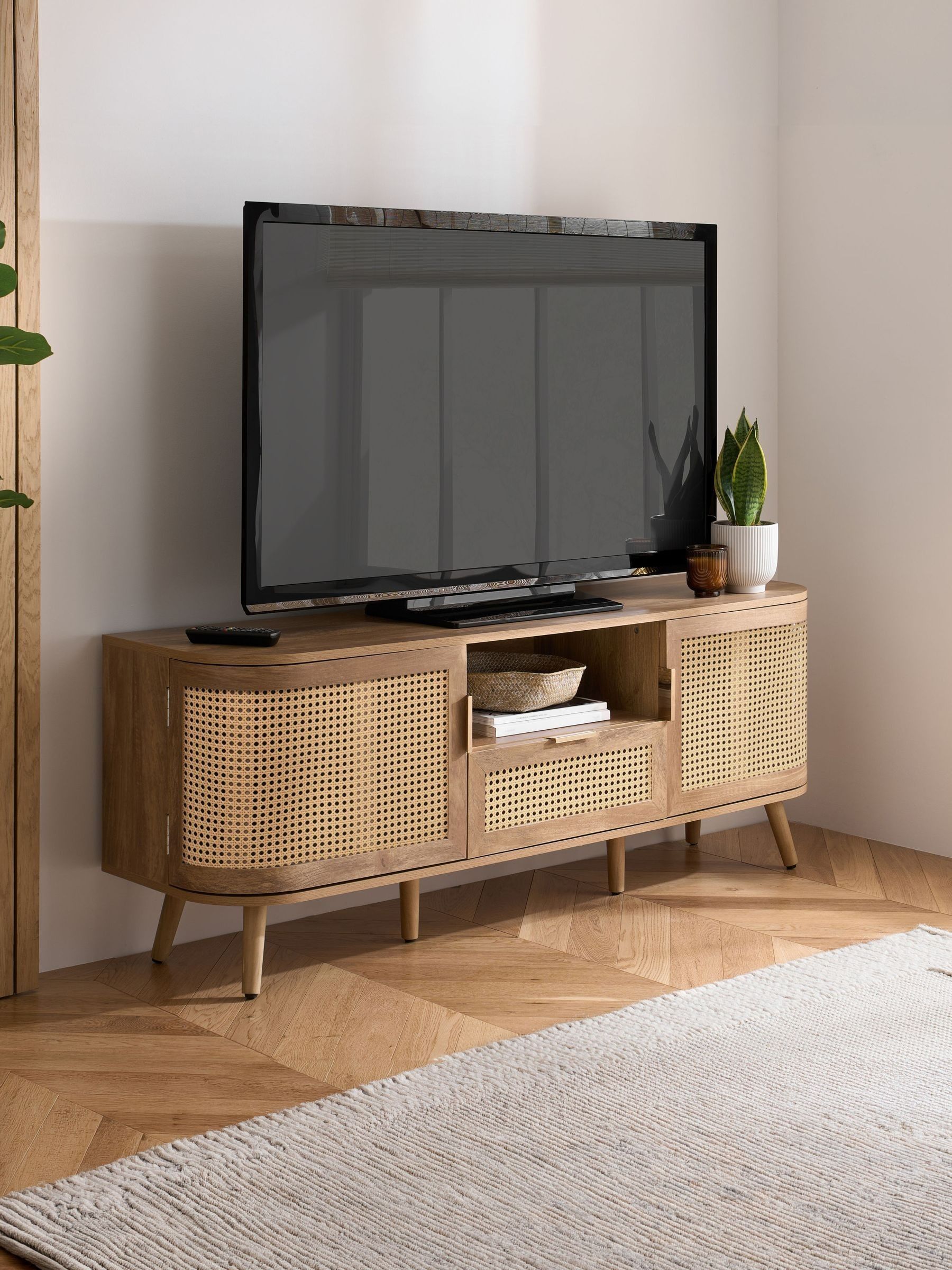 Birlea Noah 2 Door Single Drawer Rattan Effect Tv Unit - Image 7
