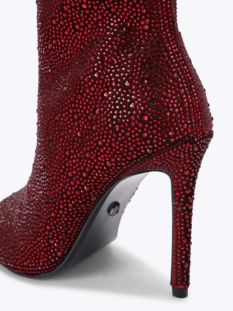 Κόκκινο - Carvela Candia Embellished Heeled Ankle Boots - Εικόνα 4 από 4