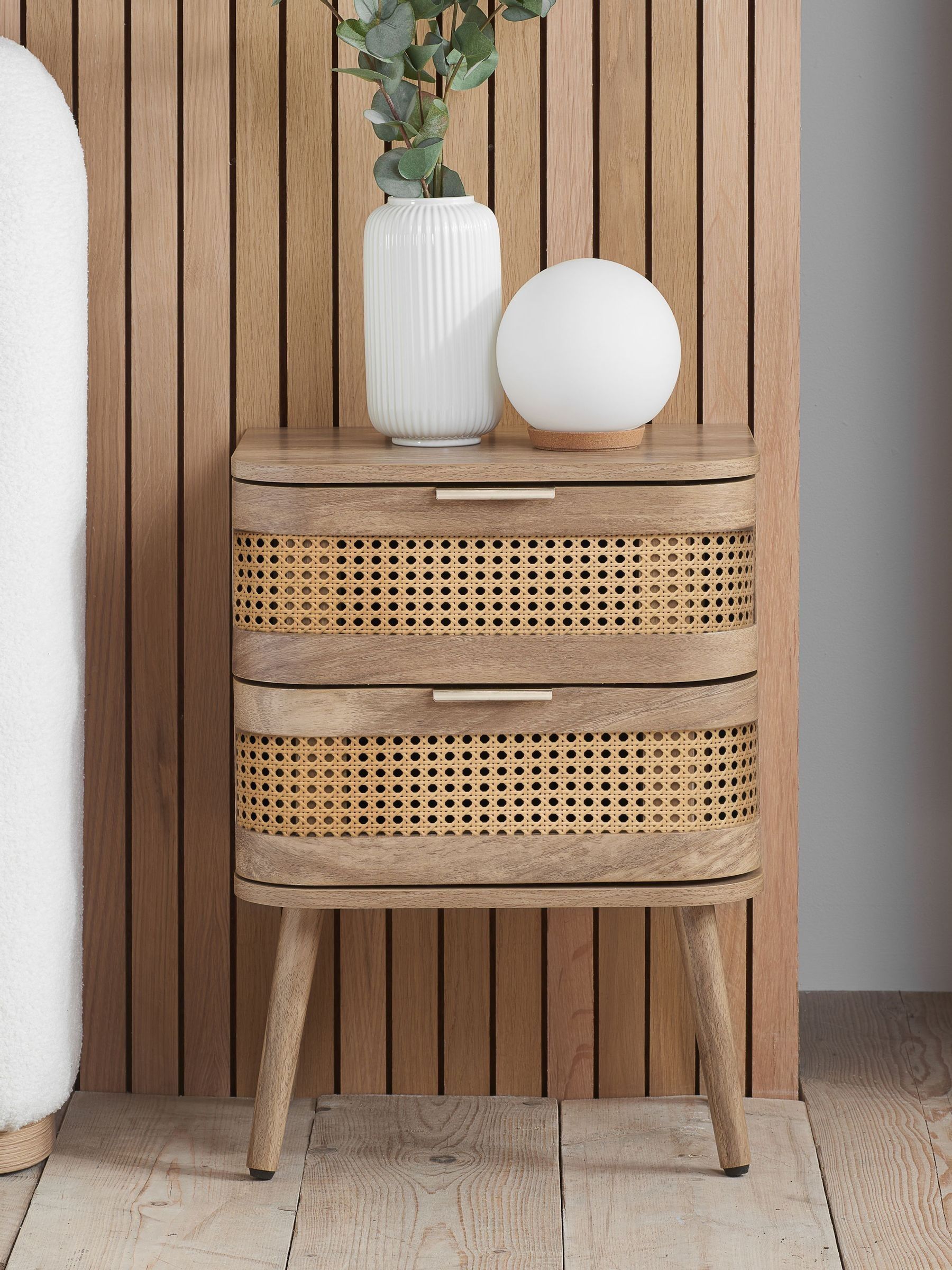 Birlea Noah 2 Door Rattan Effect Bedside Table - Image 6