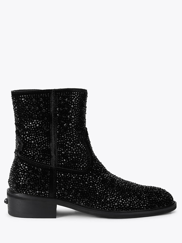 Kurt Geiger London Black Palmer Embellished Western Ankle Boots - Image 1 of 4