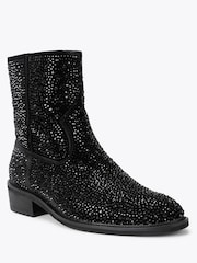Kurt Geiger London Black Palmer Embellished Western Ankle Boots - Image 2 of 4