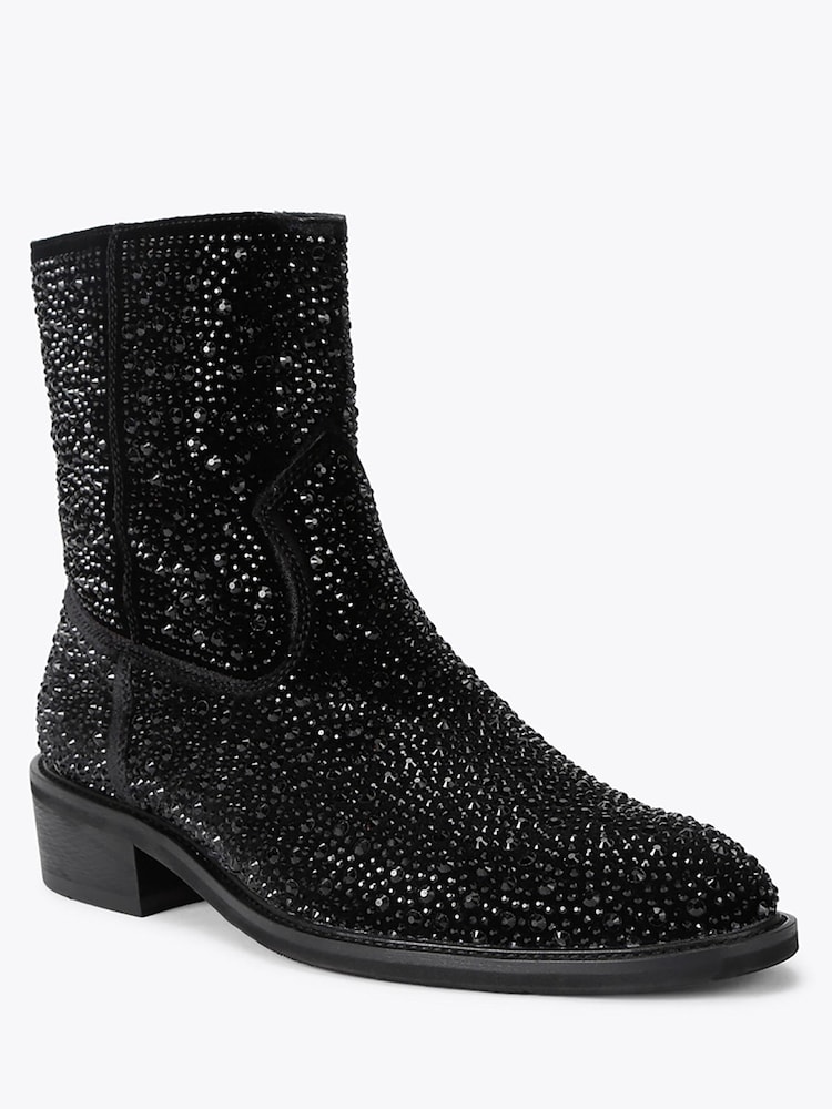 Kurt Geiger London Black Palmer Embellished Western Ankle Boots - Image 2 of 4