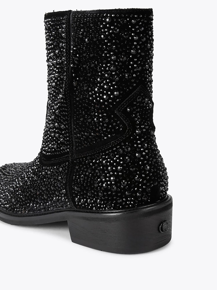 Kurt Geiger London Black Palmer Embellished Western Ankle Boots - Image 4 of 4