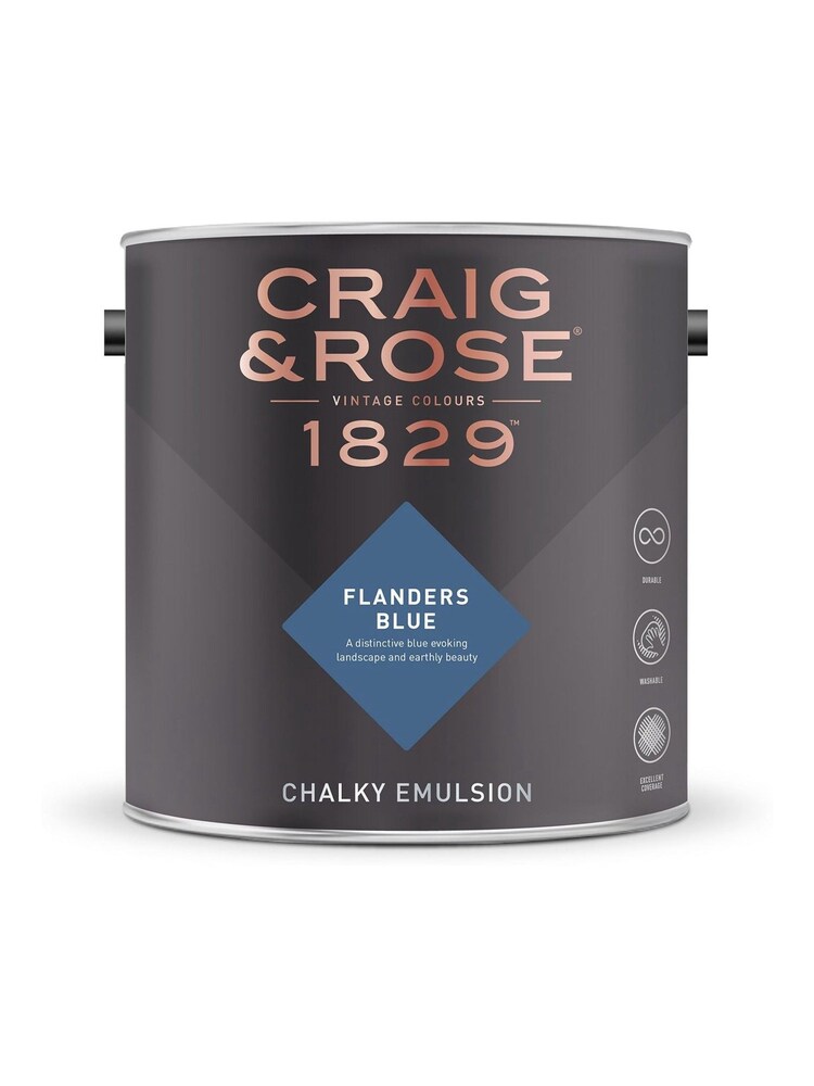 Craig & Rose Blue Chalky Emulsion Flanders Blue Paint - Image 2 of 2