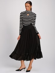 Svart - Jolie Moi Chiffong Frill Tiered Maxi Kjol - Bild 1 av 6