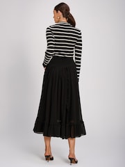 Svart - Jolie Moi Chiffong Frill Tiered Maxi Kjol - Bild 2 av 6