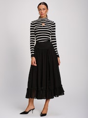 Svart - Jolie Moi Chiffong Frill Tiered Maxi Kjol - Bild 4 av 6